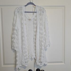 POL White Textured Cardigan